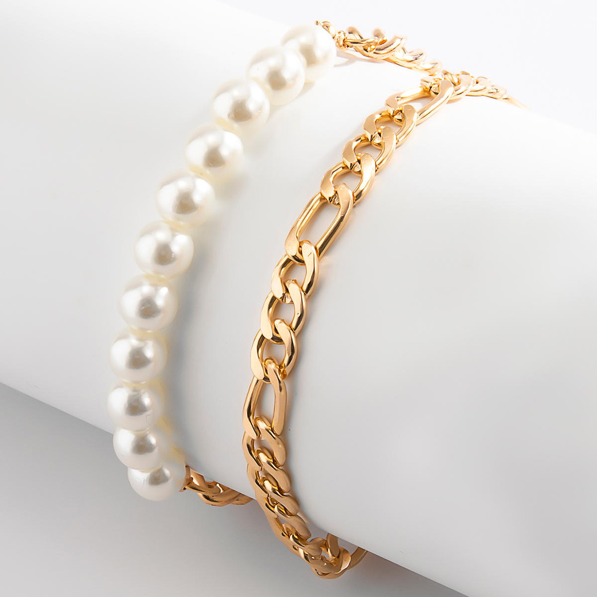 2pcs Men's Pearl Panel Bracelet Set